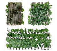 Shein 1 pieza Enrejado de hiedra artificial, planta artificial, valla expandible, enrejado de madera, vid de decoración de jardín, seto artificial, pantalla