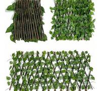 Shein 1 pieza Enrejado de hiedra artificial, planta falsa, valla expandible, enrejado de madera, vid de decoración de jardín, cerca de hojas de hiedra falsa