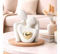 Shein 1 pieza Escultura mini de pareja (8.5cm), decoración de resina blanca adecuada para estantes de dormitorio, regalo romántico de aniversario, boda y Dí