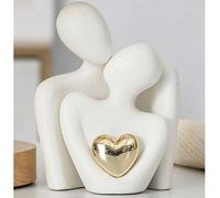 Shein 1 pieza Escultura minimalista de resina de pareja abrazándose, adecuada para decoración de sala de estar, dormitorio, estantería y escritorio