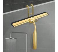 Shein 1 pieza Escurridor de baño dorado, cepillo rascador de ducha, escurridor de espejos, rascador de ventanas, herramienta de limpieza, conveniente y prác