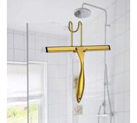 Shein 1 pieza Escurridor de baño dorado, cepillo rascador de ducha, escurridor de espejos, rascador de ventanas, herramienta de limpieza, conveniente y prác