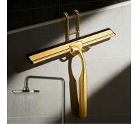 Shein 1 pieza Escurridor de baño dorado, cepillo rascador de ducha, escurridor de espejos, rascador de ventanas, herramienta de limpieza, conveniente y prác