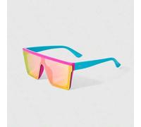 Shein 1 pieza Espejo con marco de remaches rectangulares, gafas de moda unisex para la calle, la playa, fiestas, viajes y como regalo para mujeres