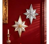 Shein 1 pieza Espejo de pared decorativo de resina con diseño de estrella octagonal, diseño especial de incrustación de espejo, arte de pared de lujo ligero