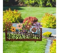 Shein 1 pieza Estaca de jardín de arte de hierro con diseño floral colorido, adecuado para patio, cerca y decoración del patio, Halloween, Día de la Indepen