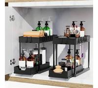 Shein 1 pieza Estante de almacenamiento multifuncional extraíble debajo del fregadero - Estante de almacenamiento de doble capa para cocina y baño, ideal pa