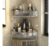 Shein 1 pieza Estante de ducha transparente para baño, Estante de almacenamiento montado en la pared triangular/rectangular, Ganchos de drenaje para champú,