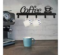 Shein 1 pieza Estante de pared para tazas de café, hecho de metal, se puede montar en la pared, sirve como soporte para tazas de café, gancho para abrigos y