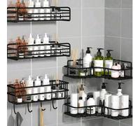 Shein 1 pieza Estantería de ducha con ventosa de acero inoxidable, estante de baño, estante de almacenamiento para el inodoro