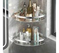 Shein 1 pieza Estantería de esquina para ducha de acero inoxidable - Fácil de instalar, sin necesidad de perforar, estante de baño montado en la pared con d