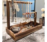 Shein 1 pieza Estantería de madera con diseño de varios niveles en estilo vintage para exhibir y almacenar joyas, incluye bandeja inferior para almacenamien