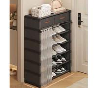 Shein 1 pieza Estantería multiusos para zapatos con cortina, gabinete para zapatos, estantería de almacenamiento y exhibición con cajón, organizador de zapa