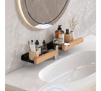 Shein 1 pieza Estantería organizadora de tocador de baño - Montada en la pared, Estante de almacenamiento de accesorios de grifos y inodoros, Diseño moderno