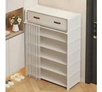 Shein 1 pieza Estantería para zapatos de varias capas para el hogar, con cortina, gabinete para zapatos, estantería de almacenamiento y exhibición, con cajo