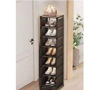 Shein 1 pieza Estantería para zapatos negra de 3/4/5/6/7 niveles, gabinete de zapatos minimalista para el hogar de varias capas, caja de zapatos a prueba de