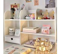Shein 1 pieza Estantería vertical de escritorio de madera blanca, organizador de escritorio para dormitorio, sala de estar, oficina y dormitorio universitar