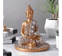 Shein 1 pieza Estatua de Buda creativa de resina, decoración de meditación, decoración del hogar zen, decoración navideña, mejor regalo navideño