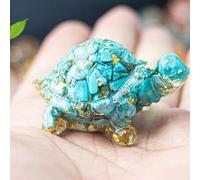 Shein 1 pieza Estatua de tortuga de cristal natural y resina, figura decorativa de tortuga con lámina de oro, adecuada para decoración del hogar y oficina s