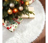 Shein 1 pieza Falda de árbol de Navidad de peluche blanco, diámetro 38/60/90cm, decoración redonda y esponjosa para árbol de Navidad, adorno de árbol de Nav