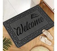 Shein 1 pieza Felpudo con patrón de lema "Bienvenido" en negro - Lavable a máquina, material de poliéster duradero apto para todas las estaciones, ideal par