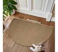 Shein 1 pieza Felpudo de entrada de estilo nórdico hecho de tela de yute sintética marrón, lavable, en forma semicircular de tonos cálidos de la tierra, par