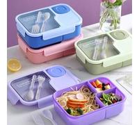 Shein 1 pieza Fiambrera aislada con cuchara y tenedor, capacidad de 1400ML, caja de salsa independiente, recipiente de almacenamiento de alimentos multicomp