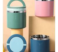 Shein 1 pieza Fiambrera de almuerzo portátil de acero inoxidable al vacío de 650-1000ml, caja de almuerzo aislada con recipiente para sopa caliente, diseño