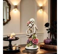 Shein 1 pieza Figura de pareja de esqueletos abrazándose de resina, estatua de calavera de amor eterno, adorno de estética oscura para Halloween, San Valent