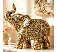 Shein 1 pieza Figura decorativa de elefante sagrado y auspicioso, decoración de Feng Shui, artesanía de resina, ideal para decoración del hogar, regalo para