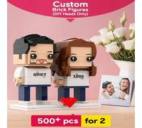 Shein 1 pieza Figura personalizada de cabeza de ladrillo, Figura de ladrillo personalizada, Figura de ladrillo personalizada para pareja, Figura de cabeza d