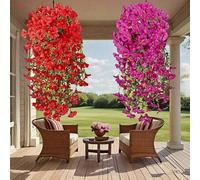 Shein 1 pieza Flores de seda artificial de enredadera con hojas de eucalipto, flores colgantes realistas resistentes a los rayos UV para decoración de boda,