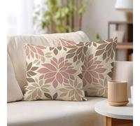 Shein 1 pieza Funda de almohada con estampado geométrico floral de dalia en estilo nórdico rosa y beige [sin relleno de almohada], 17.7*17.7in(45*45cm)/19.6