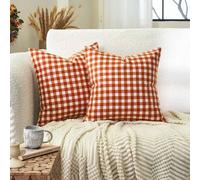 Shein 1 pieza Funda de almohada de lujo a cuadros, decoración moderna de granja, cojín de sofá cuadrado de lino, adecuado para sofá, sala de estar, dormitor