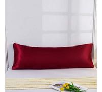 Shein 1 pieza Funda de almohada de seda sintética premium 100% de color borgoña sólido, sin relleno, suave y transpirable con cierre de sobre, adecuada para