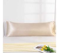 Shein 1 pieza Funda de almohada de seda sintética premium de color champán sólido, suave y transpirable, con cierre de sobre, sin relleno, adecuada para cam