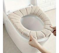 Shein 1 pieza Funda de asiento de inodoro de felpa universal y gruesa, suave y cómoda, lavable, alfombra de inodoro con diseño de calabaza