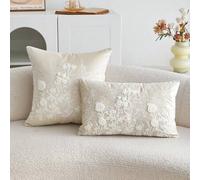 Shein 1 pieza Funda de cojín bordada con tulipanes y flores silvestres 3D multicolor, decoración del hogar adecuada para sala de estar, dormitorio, fiesta,