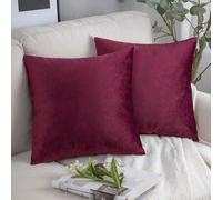 Shein 1 pieza Funda de cojín decorativa de terciopelo para Navidad, de tela suave y de color rojo vino, de forma cuadrada de 18x18 pulgadas, para sofá, dorm
