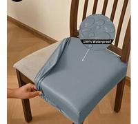 Shein 1 pieza Funda de cojín elástica doble de PU de color gris claro con correa de lengüeta, diseño moderno y sencillo, funda de silla impermeable y a prue