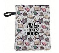 Shein 1 pieza Funda de libro de poliéster impermeable - Impresión de "Just A Girl Who Loves Books" con bolsillos adicionales y cremallera suave - Regalo ide