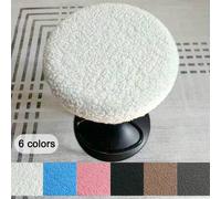 Shein 1 pieza Funda de silla/taburete redondo de peluche de oso de unicolor y grueso, para bar, salón de belleza, silla giratoria y elevadora