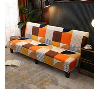 Shein 1 pieza Funda de sofá/cama de bloques de color geométricos y patchwork, funda de sofá de poliéster elástica y todo incluido, apta para uso en hotel y