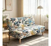 Shein 1 pieza Funda de sofá/cama sin brazos de poliéster con estampado digital de hojas de selva tropical, resistente al polvo y la suciedad, funda de futón