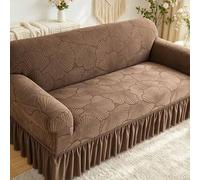 Shein 1 pieza Funda de sofá de estilo francés romántico de color café, de jacquard, elástica y gruesa, adecuada para sofás de 1/2/3/4 plazas en forma de L,