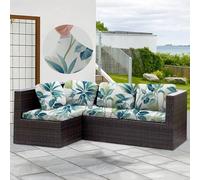 Shein 1 pieza Funda de sofá de exterior con estampado de hojas, funda de cojín de sofá de poliéster elástica y extraíble, para sofá de patio, terraza y jard