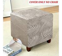 Shein 1 pieza Funda de taburete cuadrada con patrón de jacquard estampado de terciopelo de zorro plateado, elástica y extraíble para decoración del hogar, o