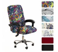 Shein 1 Pieza Funda elástica impresa para silla de oficina, Funda suave para silla giratoria de escritorio, Funda protectora antideslizante lavable y extraí