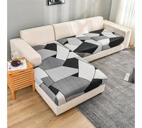 Shein 1 pieza funda para cojín del asiento del sofá Universal de LICRA y seda de leche con estampado de triángulos geométricos en blanco y negro para las cu