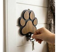 Shein 1 pieza Gancho de pared de madera con estampado de pata, pulido, perchero hecho a mano para toallas y ropa, adecuado para la decoración del dormitorio